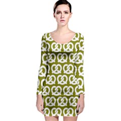 Olive Pretzel Illustrations Pattern Long Sleeve Bodycon Dress by GardenOfOphir