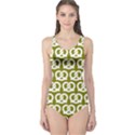 Olive Pretzel Illustrations Pattern One Piece Swimsuit View1