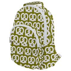 Olive Pretzel Illustrations Pattern Rounded Multi Pocket Backpack by GardenOfOphir