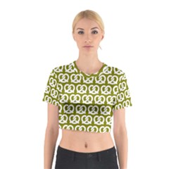 Olive Pretzel Illustrations Pattern Cotton Crop Top by GardenOfOphir