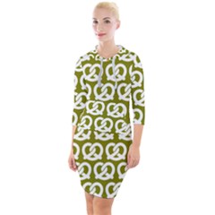 Olive Pretzel Illustrations Pattern Quarter Sleeve Hood Bodycon Dress by GardenOfOphir