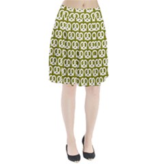 Olive Pretzel Illustrations Pattern Pleated Skirt by GardenOfOphir