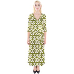 Olive Pretzel Illustrations Pattern Quarter Sleeve Wrap Maxi Dress by GardenOfOphir