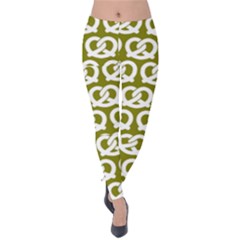 Olive Pretzel Illustrations Pattern Velvet Leggings by GardenOfOphir