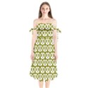 Olive Pretzel Illustrations Pattern Shoulder Tie Bardot Midi Dress View1