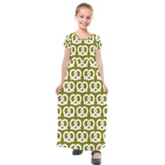 Olive Pretzel Illustrations Pattern Kids  Short Sleeve Maxi Dress by GardenOfOphir