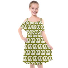 Olive Pretzel Illustrations Pattern Kids  Cut Out Shoulders Chiffon Dress by GardenOfOphir