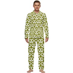 Olive Pretzel Illustrations Pattern Men s Long Sleeve Velvet Pocket Pajamas Set by GardenOfOphir