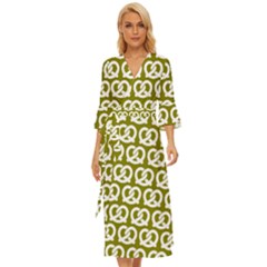 Olive Pretzel Illustrations Pattern Midsummer Wrap Dress by GardenOfOphir