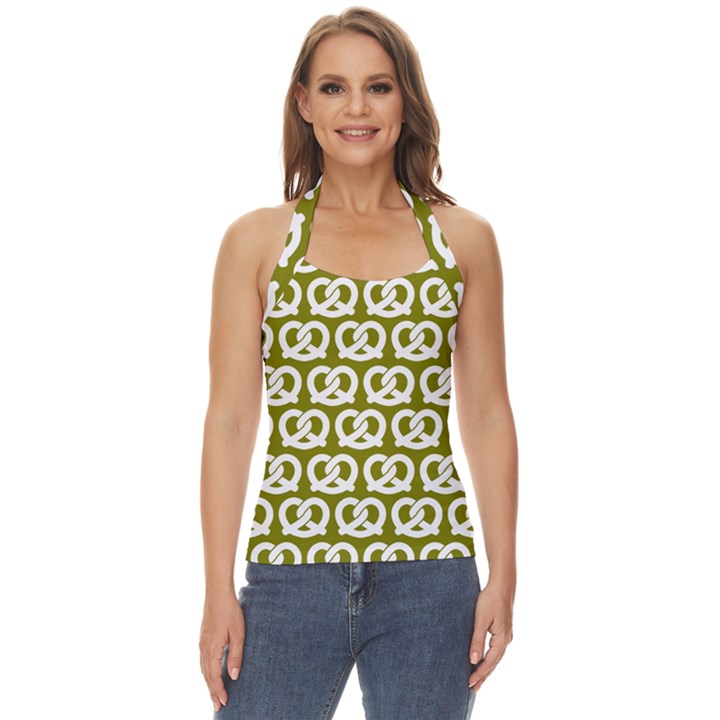 Olive Pretzel Illustrations Pattern Basic Halter Top