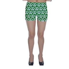 Green Pretzel Illustrations Pattern Skinny Shorts by GardenOfOphir