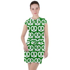 Green Pretzel Illustrations Pattern Drawstring Hooded Dress by GardenOfOphir