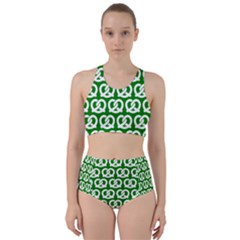 Green Pretzel Illustrations Pattern Racer Back Bikini Set by GardenOfOphir