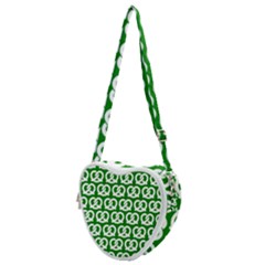 Green Pretzel Illustrations Pattern Heart Shoulder Bag by GardenOfOphir