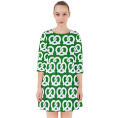 Green Pretzel Illustrations Pattern Smock Dress by GardenOfOphir