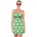 Green Pretzel Illustrations Pattern One Soulder Bodycon Dress View1