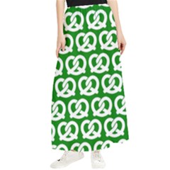 Green Pretzel Illustrations Pattern Maxi Chiffon Skirt by GardenOfOphir