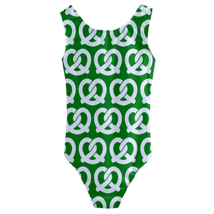 Green Pretzel Illustrations Pattern Kids  Cut-Out Back One Piece Swimsuit