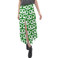 Green Pretzel Illustrations Pattern Velour Split Maxi Skirt by GardenOfOphir