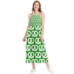 Green Pretzel Illustrations Pattern Boho Sleeveless Summer Dress by GardenOfOphir