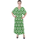 Green Pretzel Illustrations Pattern V-Neck Boho Style Maxi Dress View1