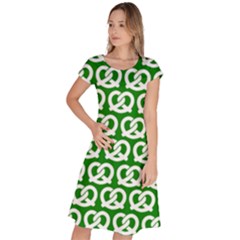 Green Pretzel Illustrations Pattern Classic Short Sleeve Dress by GardenOfOphir