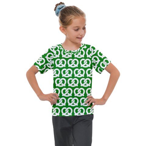 Green Pretzel Illustrations Pattern Kids  Mesh Piece Tee by GardenOfOphir