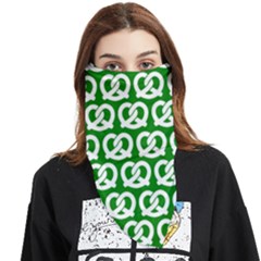 Green Pretzel Illustrations Pattern Face Covering Bandana (triangle) by GardenOfOphir