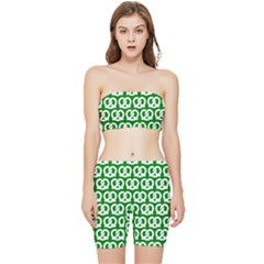 Green Pretzel Illustrations Pattern Stretch Shorts And Tube Top Set by GardenOfOphir