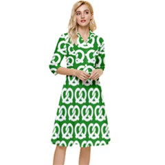 Green Pretzel Illustrations Pattern Classy Knee Length Dress by GardenOfOphir