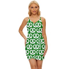 Green Pretzel Illustrations Pattern Wrap Tie Front Dress by GardenOfOphir