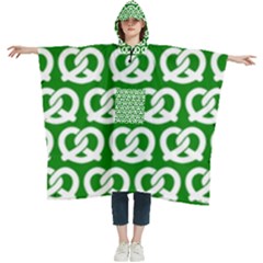 Green Pretzel Illustrations Pattern Women s Hooded Rain Ponchos by GardenOfOphir