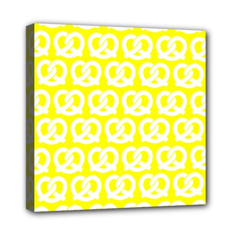 Yellow Pretzel Illustrations Pattern Mini Canvas 8  X 8  (stretched)