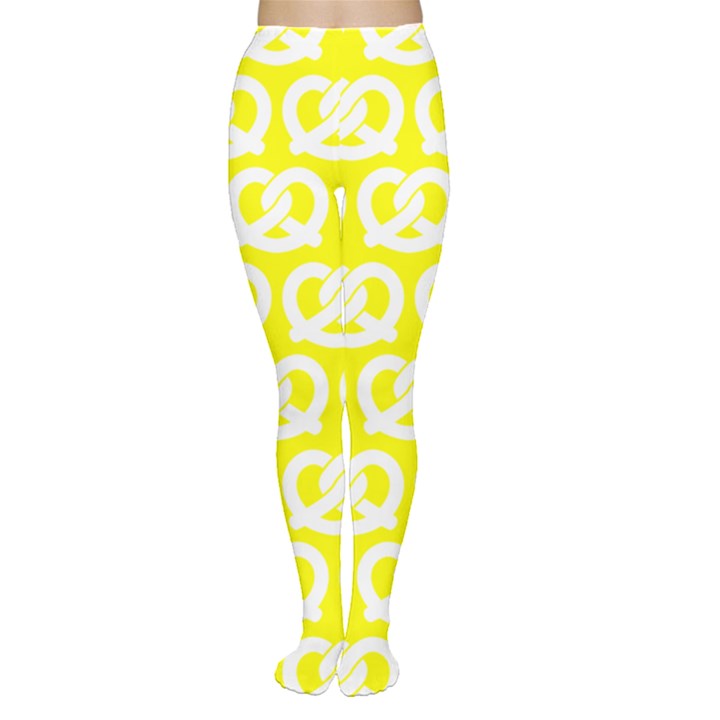 Yellow Pretzel Illustrations Pattern Tights