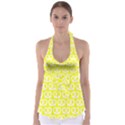 Yellow Pretzel Illustrations Pattern Babydoll Tankini Top View1