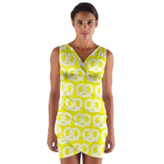 Yellow Pretzel Illustrations Pattern Wrap Front Bodycon Dress by GardenOfOphir