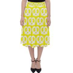 Yellow Pretzel Illustrations Pattern Classic Midi Skirt by GardenOfOphir