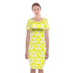 Yellow Pretzel Illustrations Pattern Classic Short Sleeve Midi Dress by GardenOfOphir