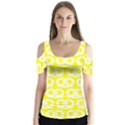 Yellow Pretzel Illustrations Pattern Butterfly Sleeve Cutout Tee  View1