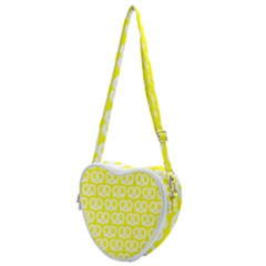 Yellow Pretzel Illustrations Pattern Heart Shoulder Bag by GardenOfOphir