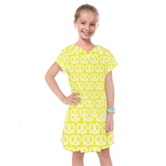 Yellow Pretzel Illustrations Pattern Kids  Drop Waist Dress by GardenOfOphir