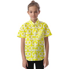 Yellow Pretzel Illustrations Pattern Kids  Short Sleeve Shirt by GardenOfOphir