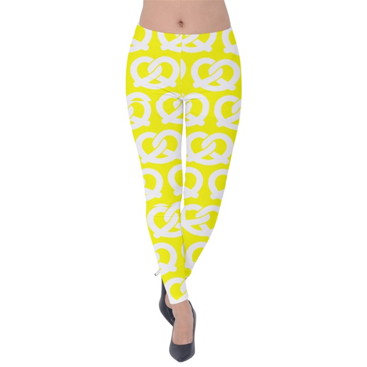 Yellow Pretzel Illustrations Pattern Velvet Leggings