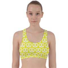 Yellow Pretzel Illustrations Pattern Back Weave Sports Bra by GardenOfOphir