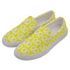 Yellow Pretzel Illustrations Pattern Men s Canvas Slip Ons by GardenOfOphir