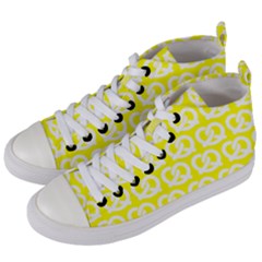 Yellow Pretzel Illustrations Pattern Women s Mid-top Canvas Sneakers by GardenOfOphir