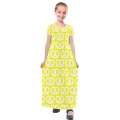 Yellow Pretzel Illustrations Pattern Kids  Short Sleeve Maxi Dress by GardenOfOphir