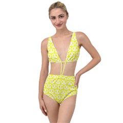 Yellow Pretzel Illustrations Pattern Tied Up Two Piece Swimsuit by GardenOfOphir