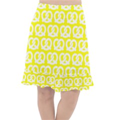 Yellow Pretzel Illustrations Pattern Fishtail Chiffon Skirt