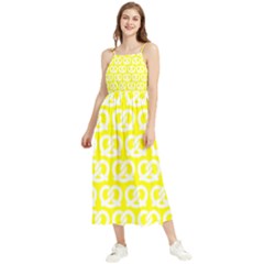 Yellow Pretzel Illustrations Pattern Boho Sleeveless Summer Dress by GardenOfOphir